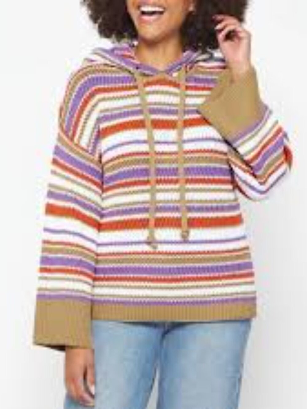 NEW Rebecca Taylor Cotton Chevron Hooded Sweatshirt, Size XL